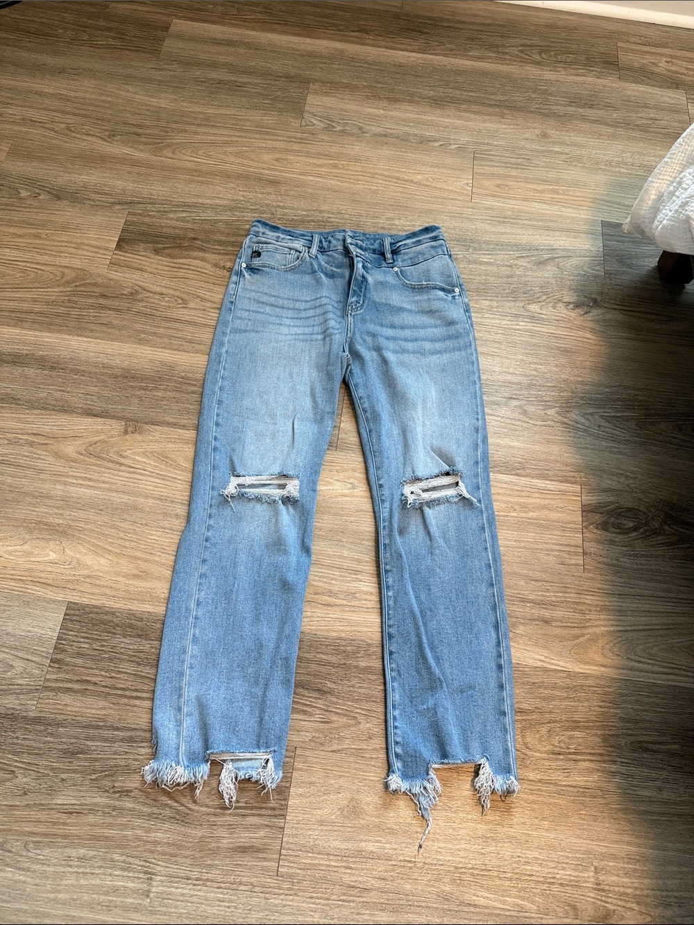 KanCan Light Blue Distressed Straight Leg Jeans